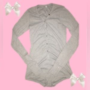 Grey button up body suit
